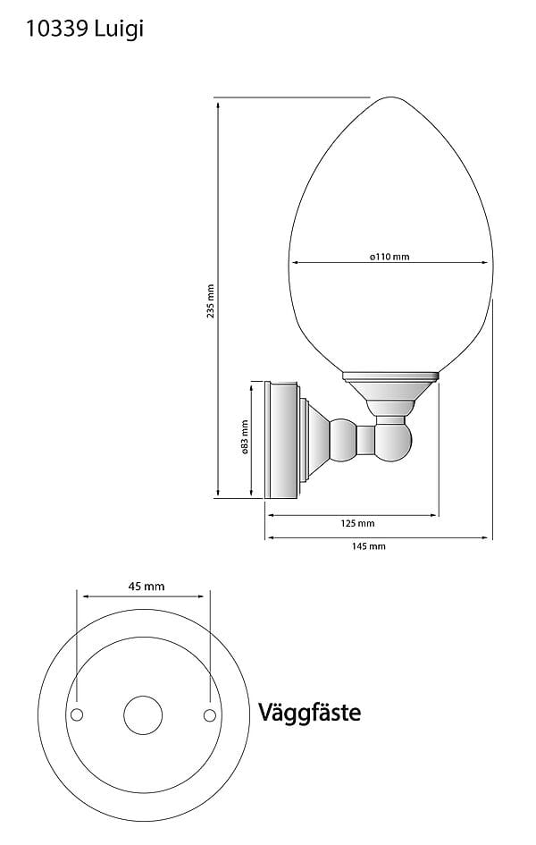 Luigi Vägglampa Antik/Vit IP44 - Bild 2